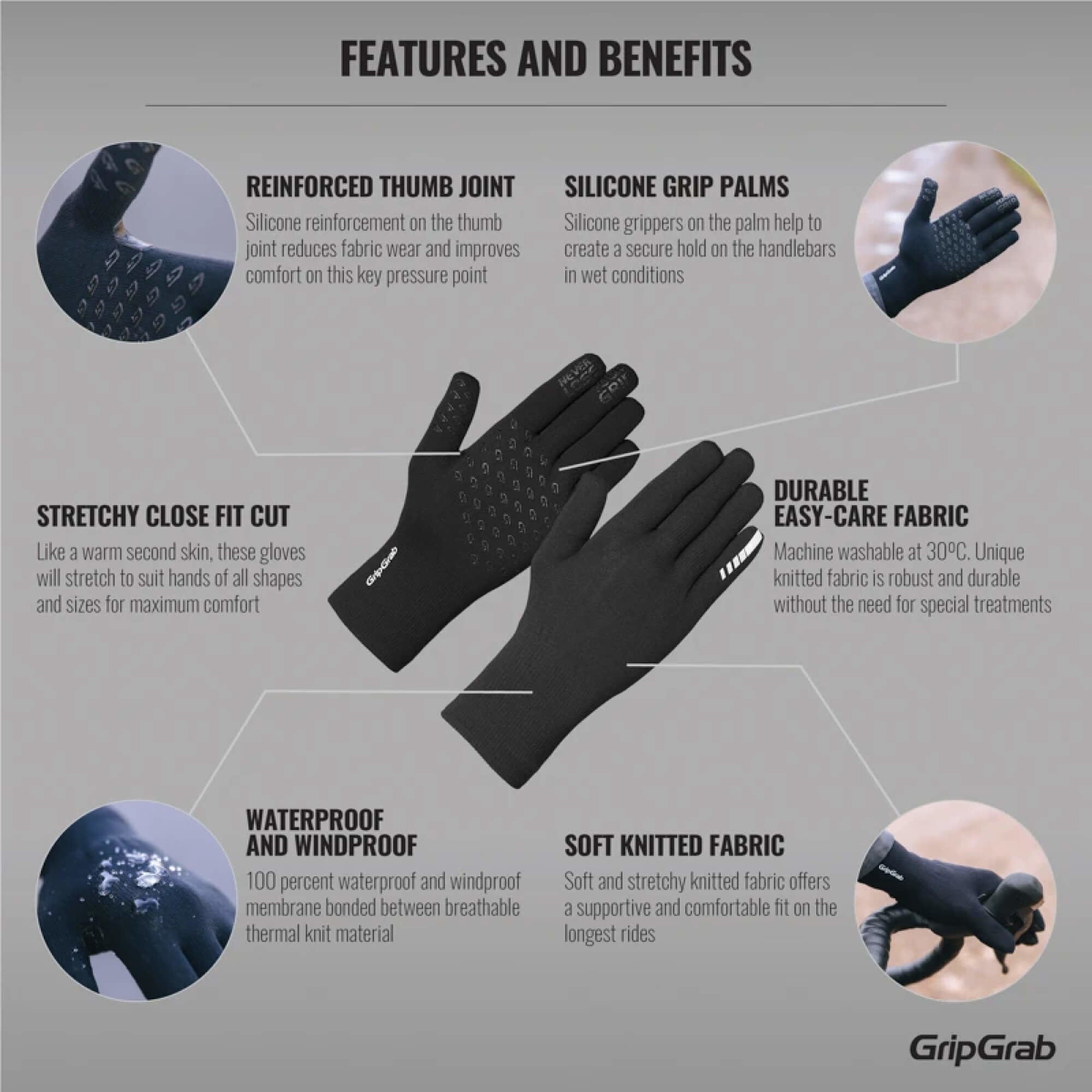 Waterproof Knitted Thermal Gloves-Gloves-bikeNOW