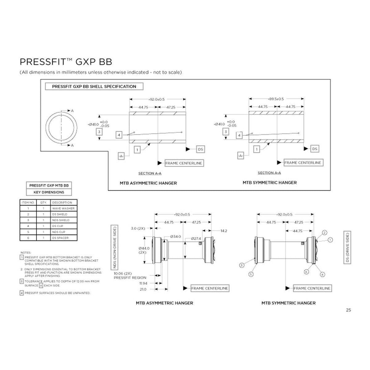 Bottom Bracket GXP Team PressFit MTB BB92