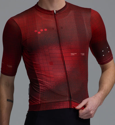 Men's Training Jersey in Grid Deep Red