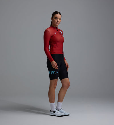 Women's Thermal LS Jersey in Solid Fox Red
