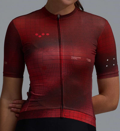 Women's Training Jersey in Grid Deep Red