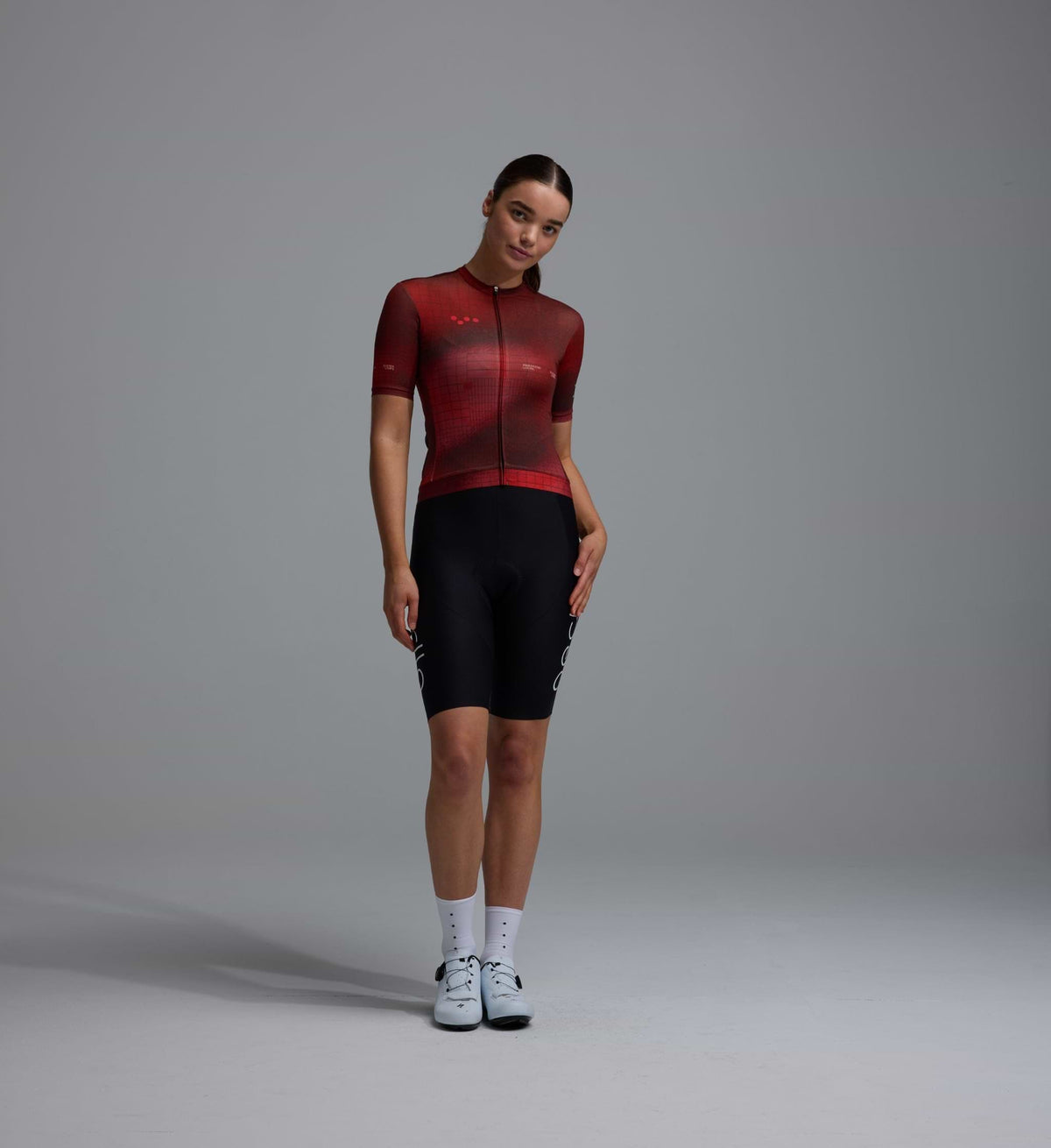 Women's Training Jersey in Grid Deep Red